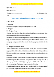 Giáo án Sinh học 7 Cánh diều Bài 20. Thực hành về quang hợp ở cây xanh