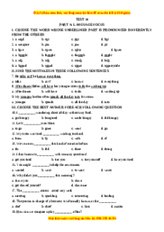 Test 14 - Bộ đề bồi dưỡng học sinh giỏi tiếng Anh toàn diện lớp 6 - Giáo viên Linh Đan