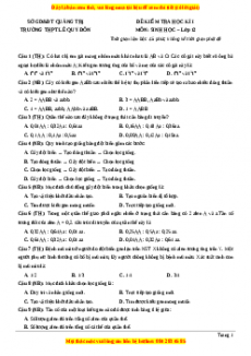 Đề thi học kì 1 Sinh học 12 năm 2023 trường THPT Chuyên Lê Qúy Đôn - Quảng Trị