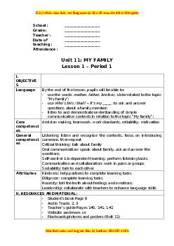 Giáo án Unit 11 Tiếng anh 3 global success