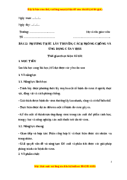 Giáo án Bài 22: Phương thức lây truyền và cách phòng chống và ứng dụng của virus Sinh học 10 Cánh diều
