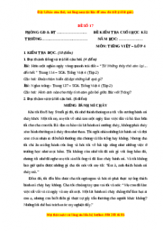 Đề thi cuối kì 2 Tiếng Việt lớp 4 (Đề 17)