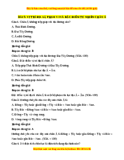 Trắc nghiệm Bài 5: Vị trí địa lí, phạm vi và đặc điểm tự nhên của Châu Á