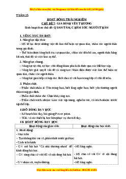 Giáo án HĐTN lớp 3 Tuần 25 Cánh diều: Quan tâm, chăm sóc người thân