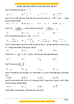 Đề thi thử THPT Quốc Gia môn Toán có đáp án (đề 5 ) - thầy Nguyễn Phụ Hoàng Lân