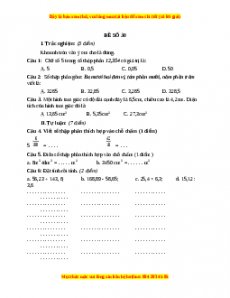 Bộ đề thi Toán 5 học kì 1 năm 2022 - 2023 - Đề 30