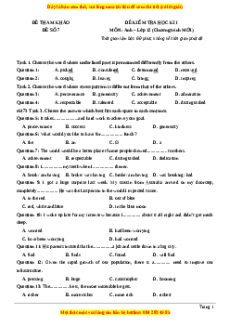 Đề thi học kì 1 Tiếng anh 12 năm 2022 - 2023 (Đề 7)