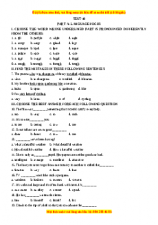 Test 18 - Bộ đề bồi dưỡng học sinh giỏi tiếng Anh toàn diện lớp 6 - Giáo viên Linh Đan