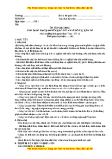 Giáo án Toán 12 học kì I Giải tích Bài: Ôn tập chương I