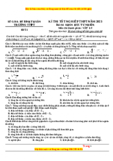 Đề thi thử Vật lí Sở Bình Thuận năm 2023