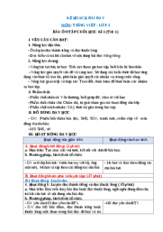 Giáo án Ôn tập cuối học kì I Tiếng việt 3 Chân trời sáng tạo