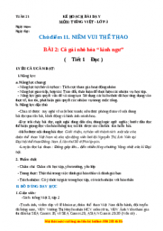 Giáo án  Cô gái nhỏ hóa "kinh ngư" Tiếng việt 3 Chân trời sáng tạo
