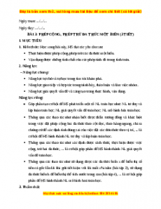 Giáo án Phép cộng, phép trừ đa thức một biến Toán 7 Cánh diều