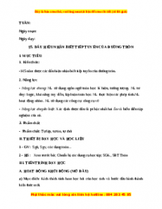 Giáo án Dấu hiệu nhận biết tiếp tuyến của đường tròn Toán 9 Học kì 1