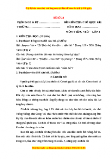 Đề thi cuối kì 2 Tiếng Việt lớp 4 (Đề 21)