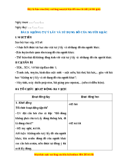 Giáo án Bài 21 Đạo đức 1 Kết nối tri thức: Không tự ý lấy và sửa dụng đồ của người khác