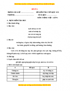 Đề thi Tiếng Việt lớp 1 Học kì 2 Chân trời sáng tạo (Đề 6)