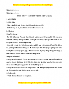 Giáo án Bài 3 Vật lí 10 Chân trời sáng tạo (2024): Đơn vị và sai số trong Vật lí