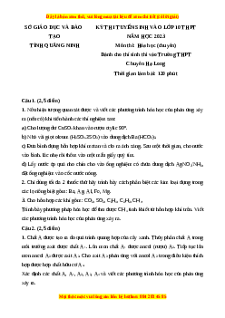 Đề thi vào 10 môn Hóa học năm 2023 - Trường THPT Chuyên Quang Ninh
