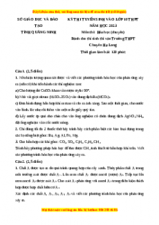 Đề thi vào 10 môn Hóa học năm 2023 - Trường THPT Chuyên Quang Ninh