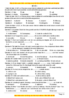 Đề thi thử THPT Quốc Gia môn Tiếng Anh có đáp án ( đề 1 ) - thầy Bùi Văn Vinh