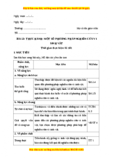 Giáo án Sinh học 10 Bài 23 (Chân trời sáng tạo): Thực hành một số phương pháp nghiên cứu vi sinh vật