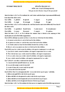 Đề thi học kì 1 Tiếng anh 12 năm 2022 - 2023 (Đề 19)