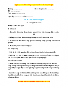 Giáo án Công nghệ 6 Bài 14 (Cánh diều): Quạt điện và máy giặt