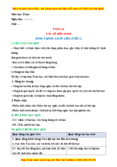 Giáo án Bảng thống kê số lượng Toán 3 Chân trời sáng tạo