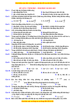Đề thi thử Vật lí trường Trần Phú - Vĩnh Phúc năm 2023