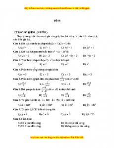 Đề thi cuối học kì 1 Toán 8 năm 2022 - 2023 - Đề 8