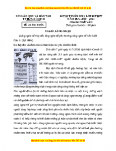 Đề chính thức Ngữ văn vào 10 TP Hồ Chí Minh năm 2020 - 2021
