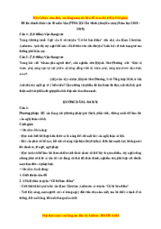 Đề thi tuyển sinh chính thức vào 10 môn Ngữ Văn năm 2018 - 2019 có đáp án - (Chuyên văn ) Trường PTNK Hồ Chí Minh