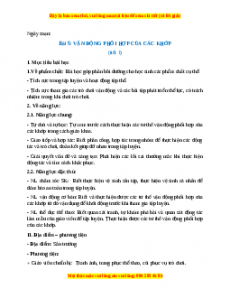 Giáo án Bài 5: Vận động phối hợp của các khớp Giáo dục thể chất lớp 1 Chân trời sáng tạo
