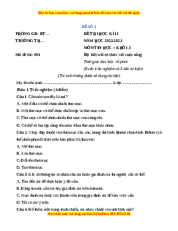 Đề thi cuối kì 2 Tin học lớp 3 Kết nối tri thức (Đề 1)