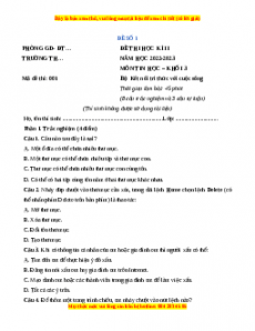 Đề thi cuối kì 2 Tin học lớp 3 Kết nối tri thức (Đề 1)