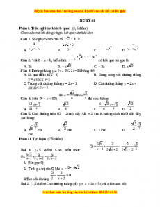 Đề thi Toán 9 học kì 1 năm 2022 - 2023 - Đề 43