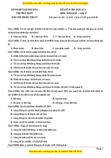 Đề thi học kì 1 Sinh học 12 năm 2023 trường THPT Nguyễn Thiện Thuật - Khánh Hòa