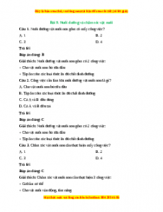 Trắc nghiệm Bài 9: Nuôi dưỡng và chăm sóc vật nuôi