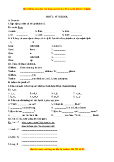 Bài tập Unit 2: AT SCHOOL - Giáo viên Mai Lan Hương đầy đủ đáp án