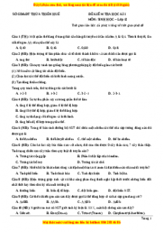 Đề thi học kì 1 Sinh học 12 năm 2023 Sở GD_ĐT Thừa Thiên Huế