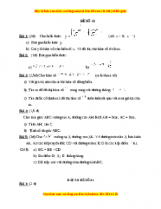 Đề thi Toán 9 học kì 1 năm 2022 - 2023 - Đề 42