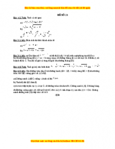 Đề thi Toán 9 học kì 1 năm 2022 - 2023 - Đề 21