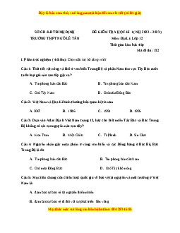 Đề thi học kì 1 Địa lý 12 năm 2023 trường THPT Ngô Lê Tân- Bình Định