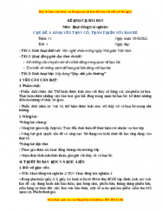 Giáo án HĐTN 3 Tuần 11 Chân trời sáng tạo: Kính yêu thầy cô - thân thiện với bạn bè