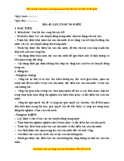 Giáo án Bài 45 KHTN 6 Kết nối tri thức (2024): Lực cản của nước