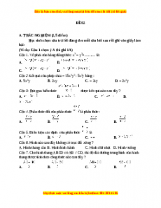Đề thi cuối học kì 1 Toán 8 năm 2022 - 2023 - Đề 2