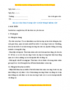 Giáo án Sinh học 7 Kết nối tri thức Bài 33: Cảm ứng ở sinh vật và tập tính ở động vật