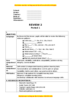 Giáo án Review 2 Tiếng anh 3 global success