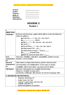 Giáo án Review 2 Tiếng anh 3 global success
